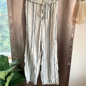 Linen style trouser pant with bow tie sash